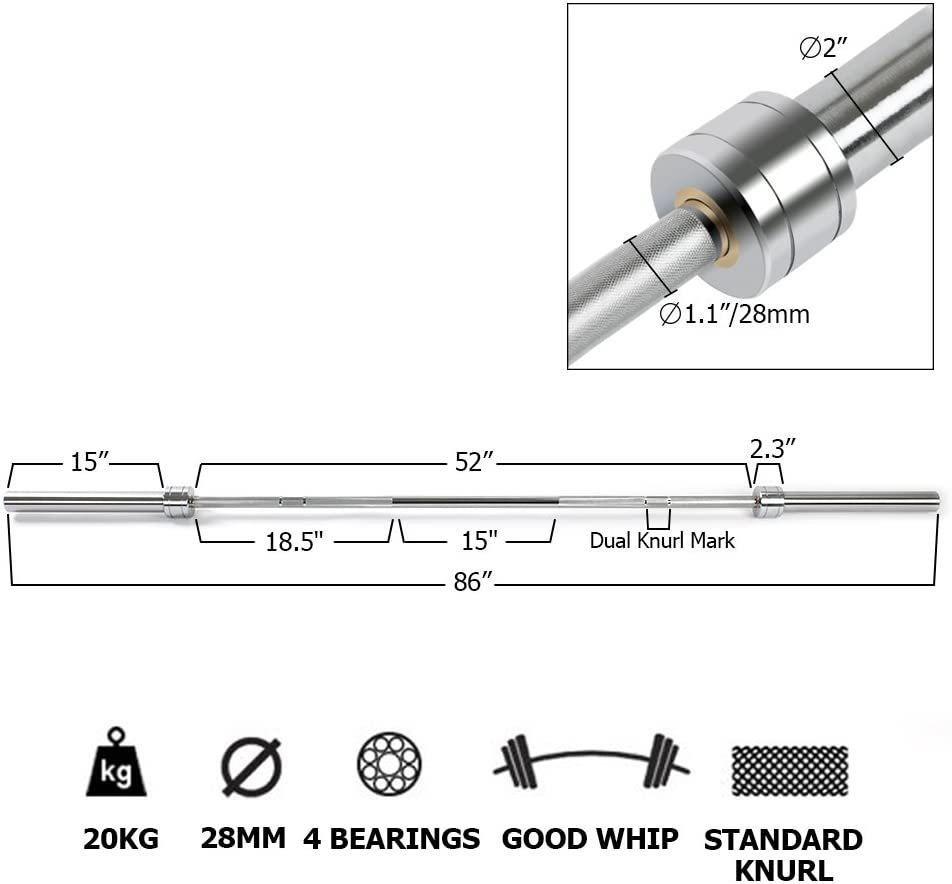 4Ft Barbell Bar For 2" Olympic Plates